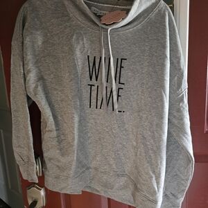 Rae Dunn Gray 'Wine Time' Women's Hoodie